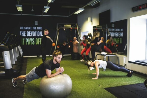Group of Personal Trainer Students Working Out