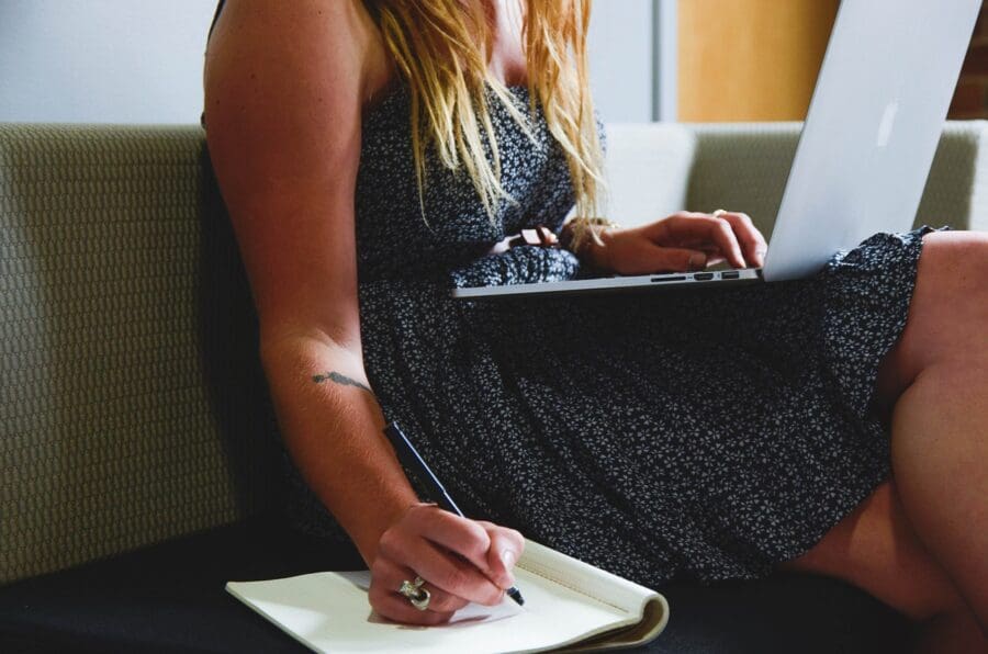 business ideas from home woman on sofa with laptop